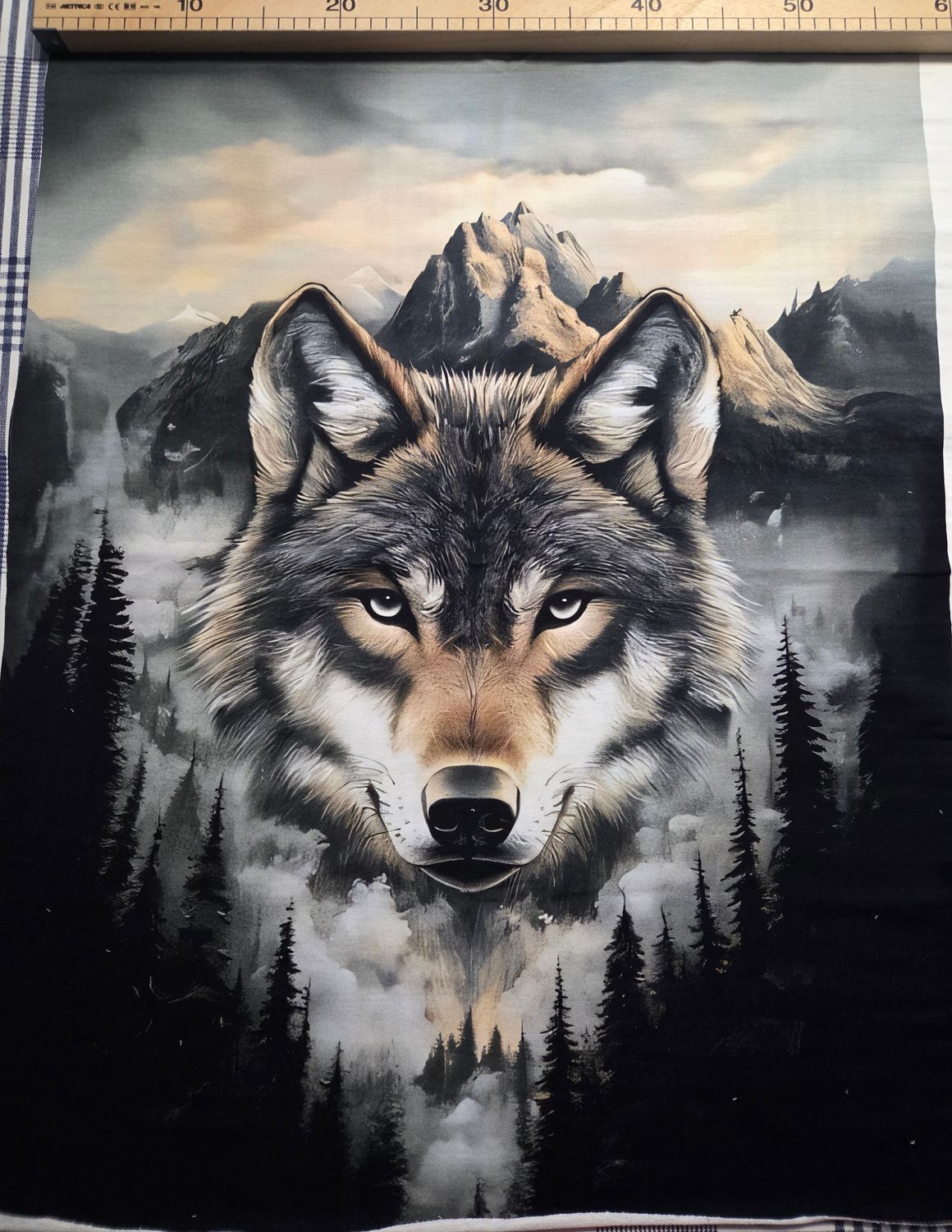 Sommersweat Wolf braun Panele 60x75cm 