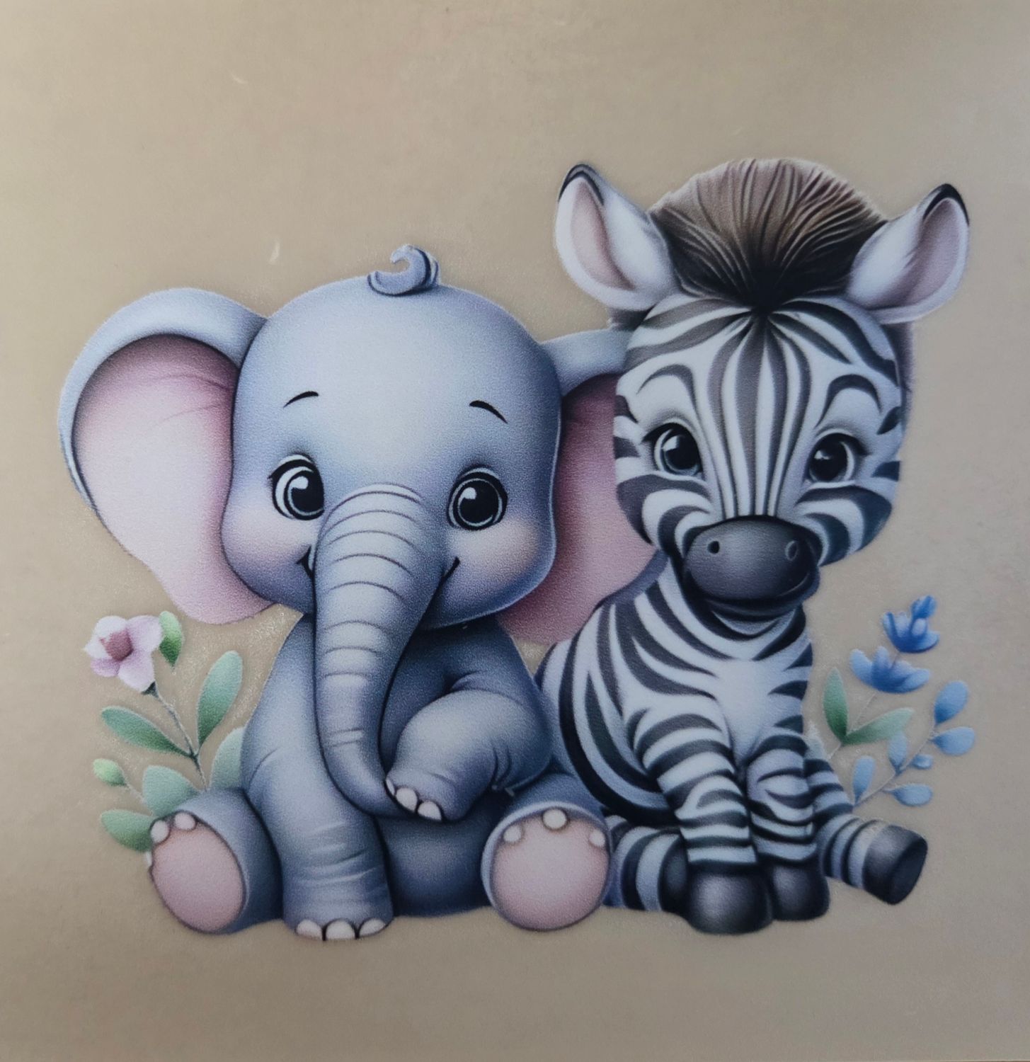 Bügelbild Zebra und Elefant ca 8cm 