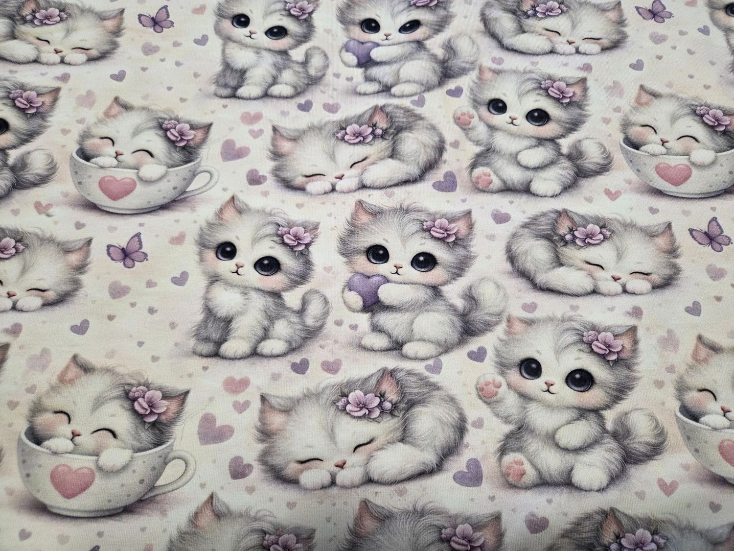 Sommersweat Katzen 50cm x 180cm breit 