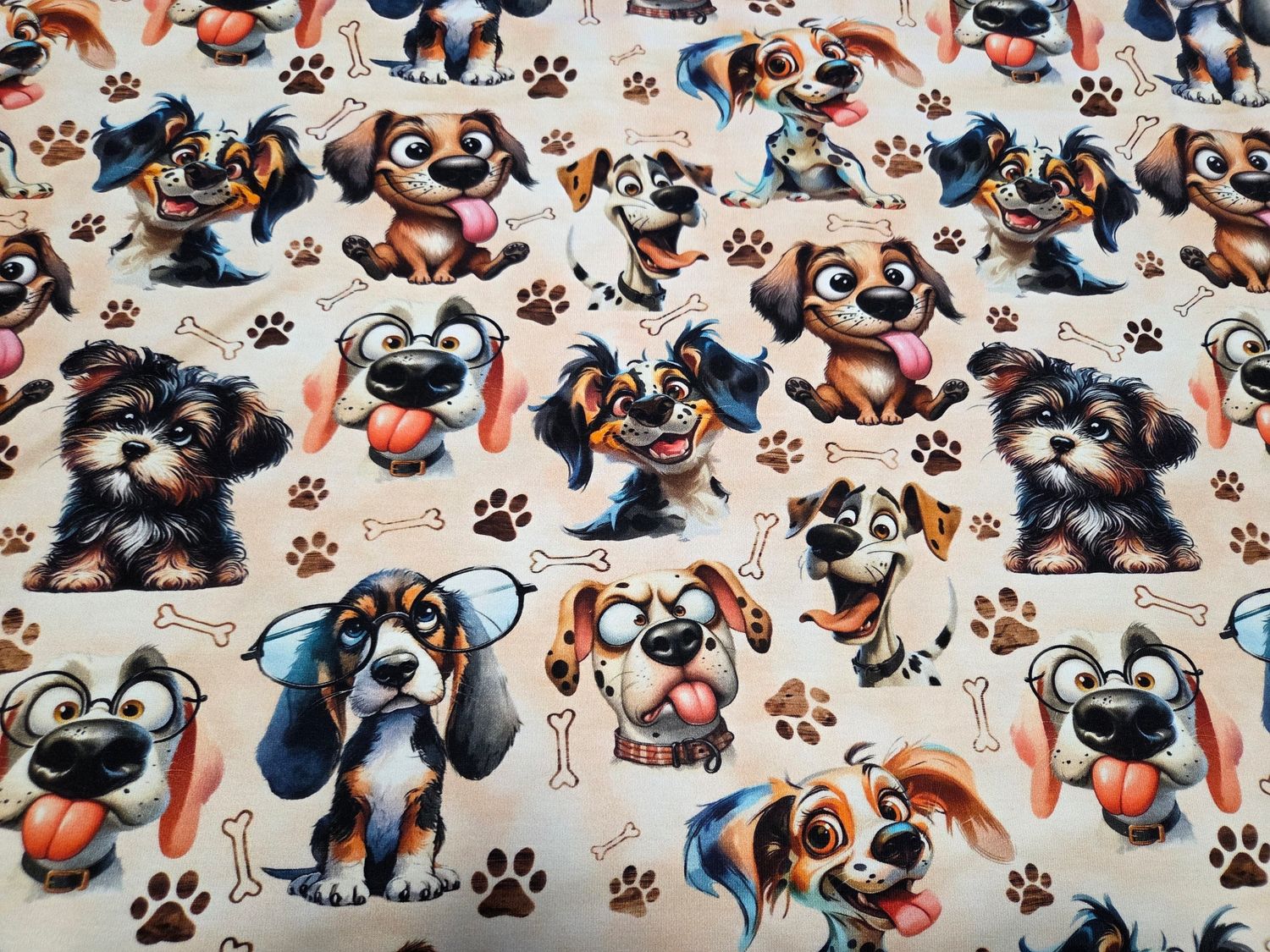 Sommersweat lustige Hunde 50cm x 180cm breit 
