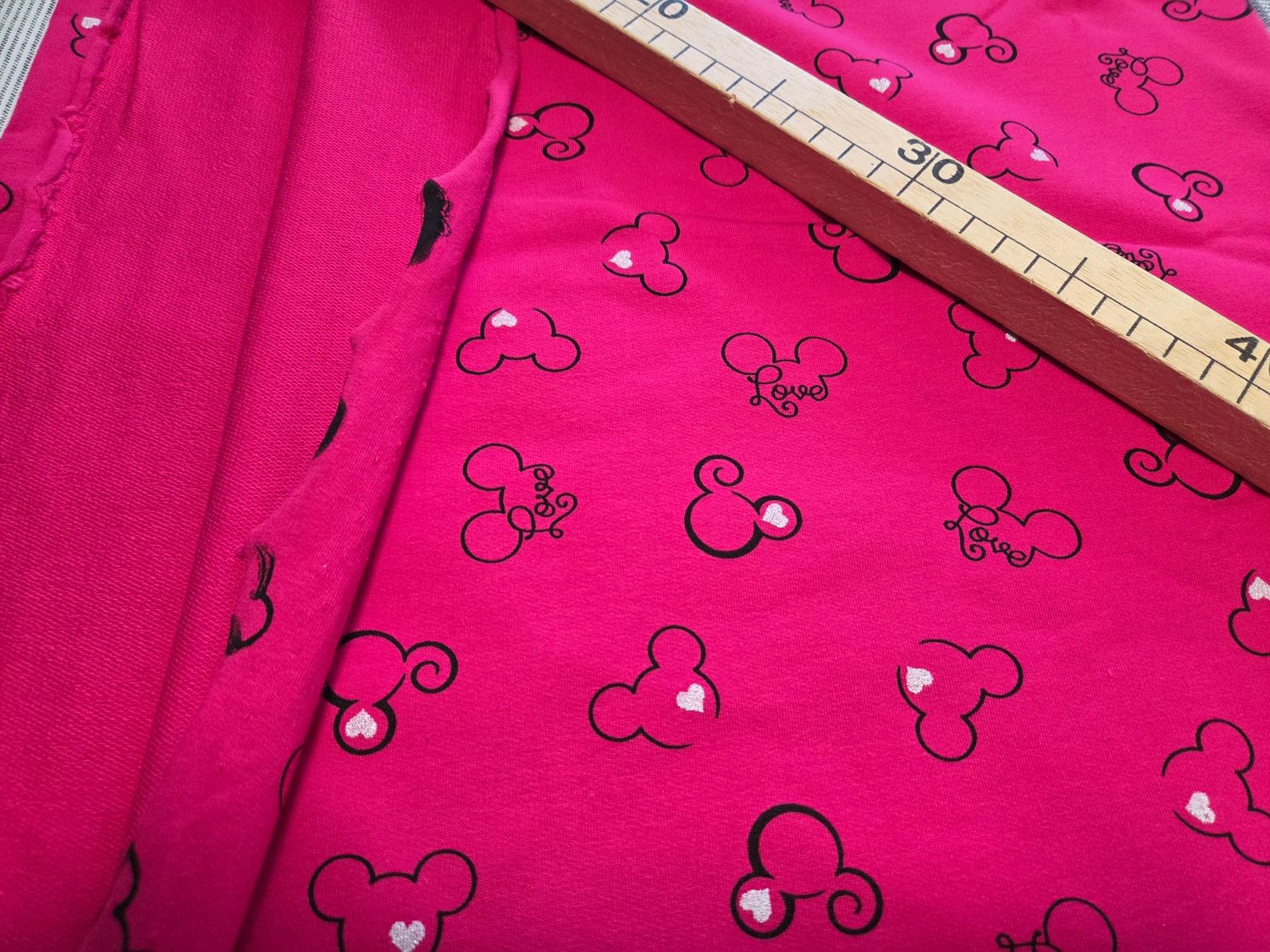 Sommersweat Maus pink mit Glitzer 50cm x 160cm 