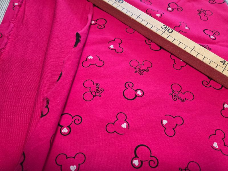 Sommersweat Maus pink mit Glitzer 50cm x 160cm 