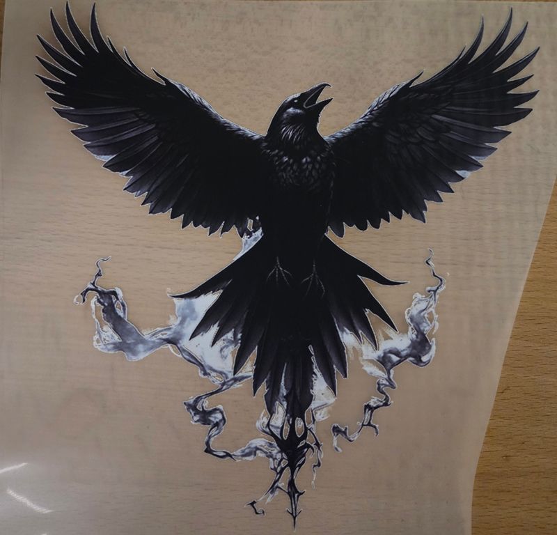 Bügelbild Vogel schwarz 19cm Bügelbild Vogel schwarz 19cm