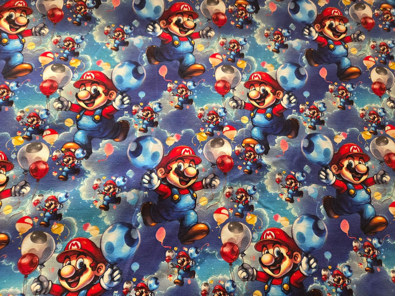 Jersey Digitaldruck Mario Nintendo Blau 50cm x180cm breit Jersey Digitaldruck Mario Nintendo Blau 50cm x180cm breit