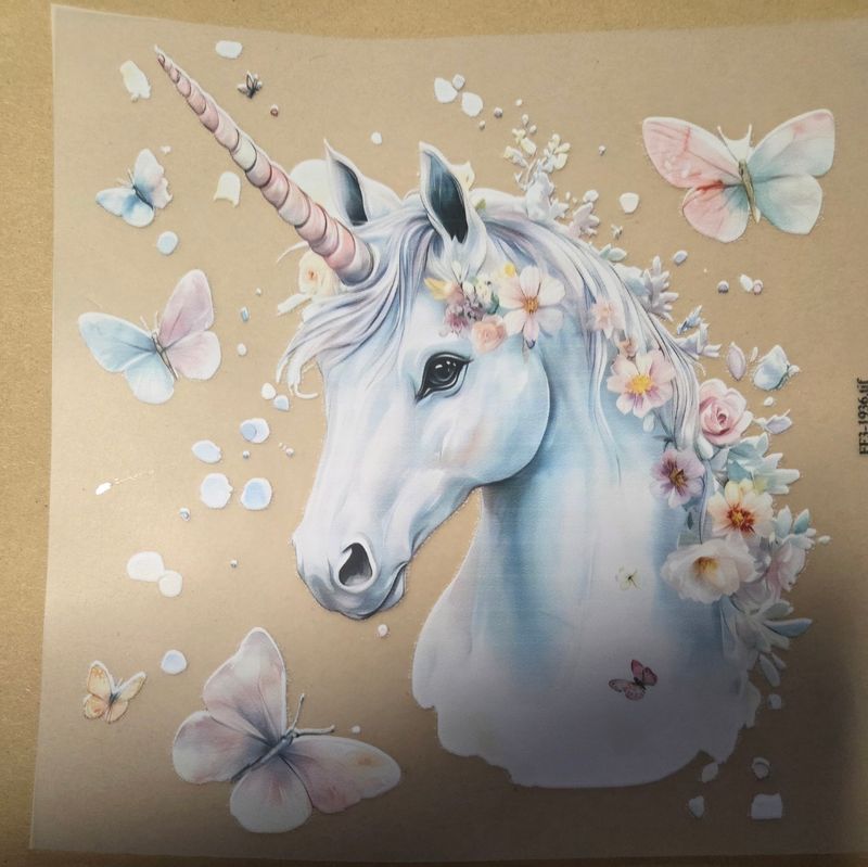 Bügelbild Einhorn Schmetterlinge 18cm 