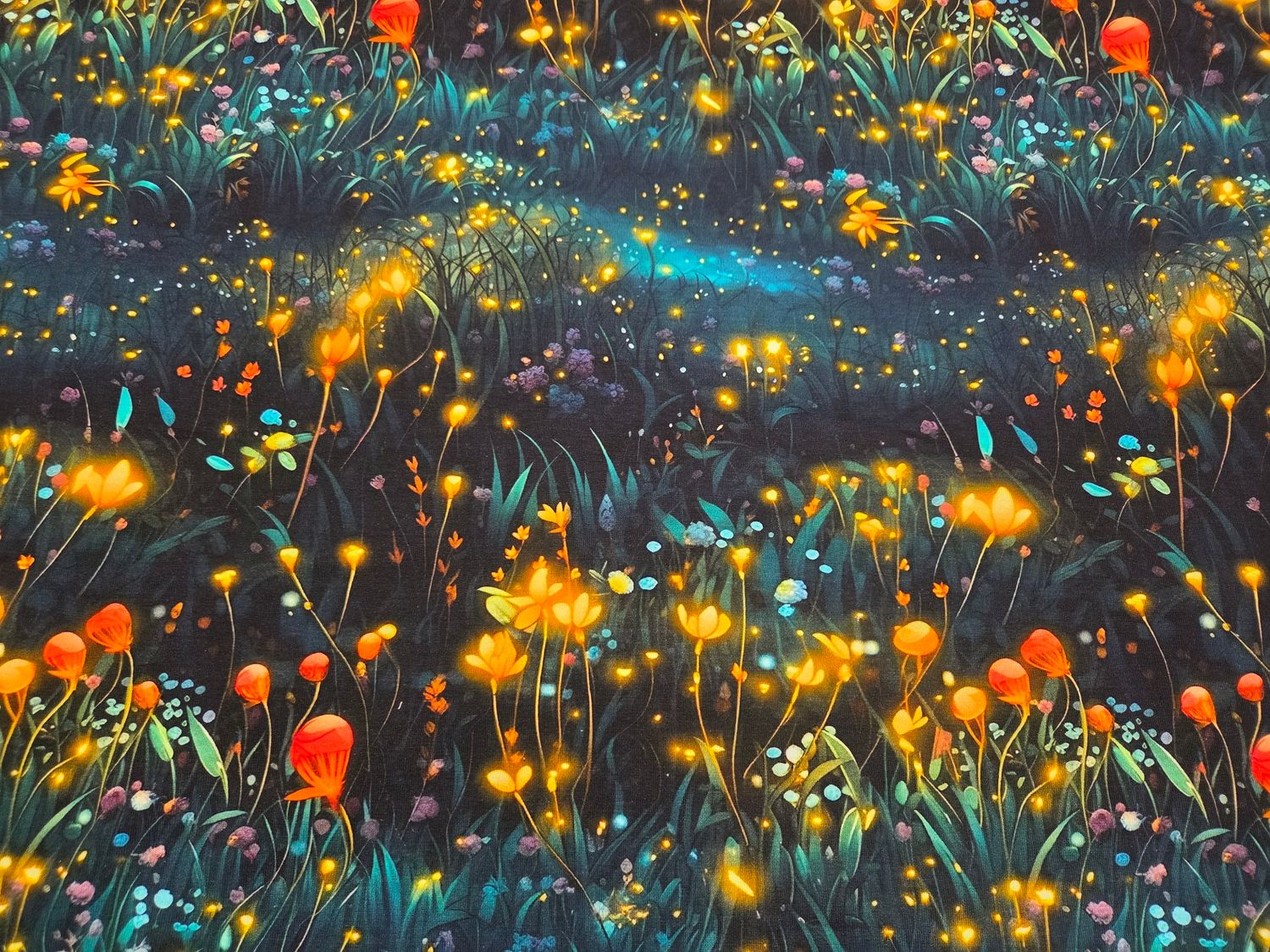 Sommersweat Blumen Leuchten 50cm x 145cm breit Sommersweat Blumen Leuchten 50cm x 145cm breit
