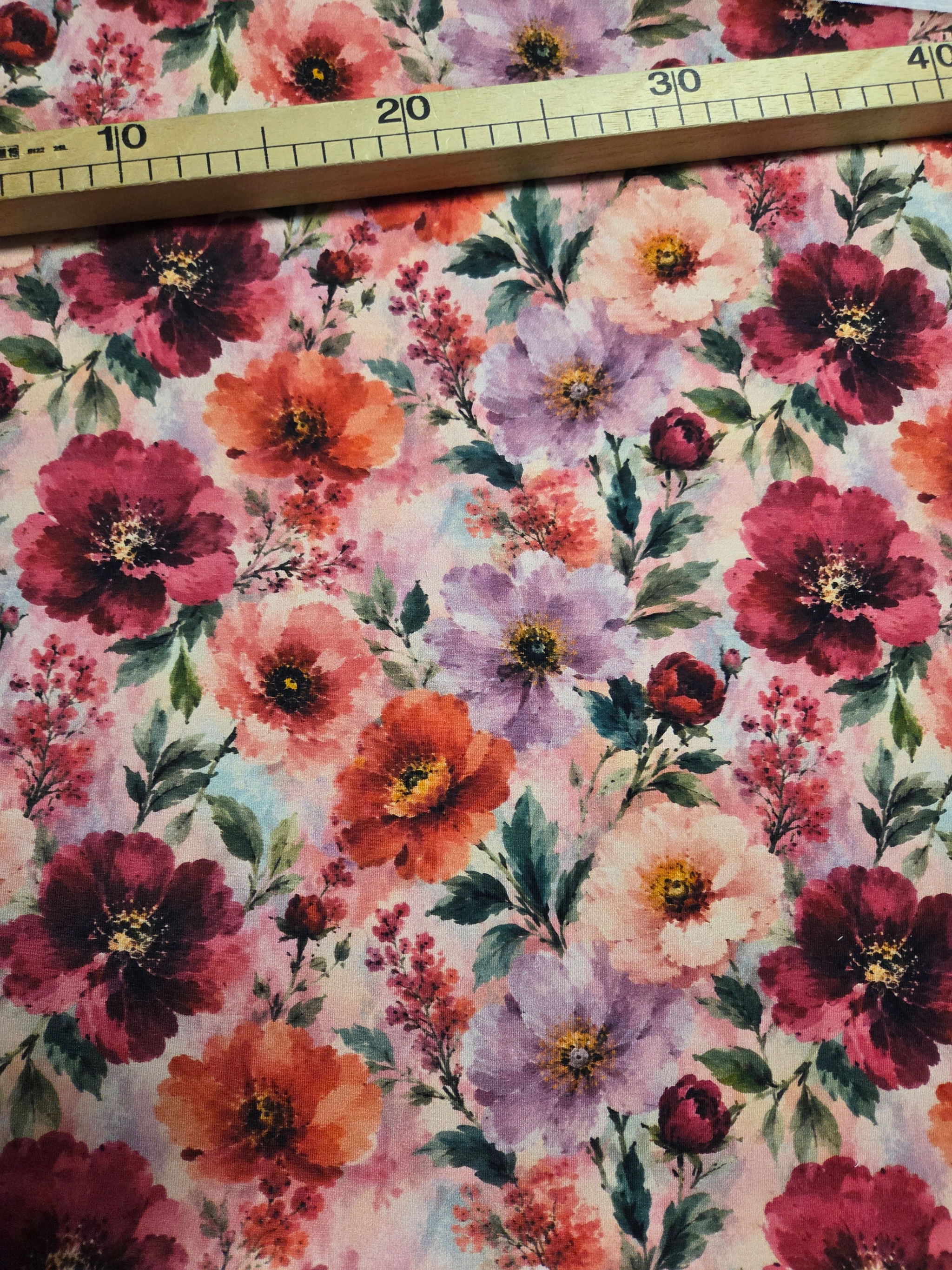 Jersey Digitaldruck Sommer Blumen 47cm x180cm breit