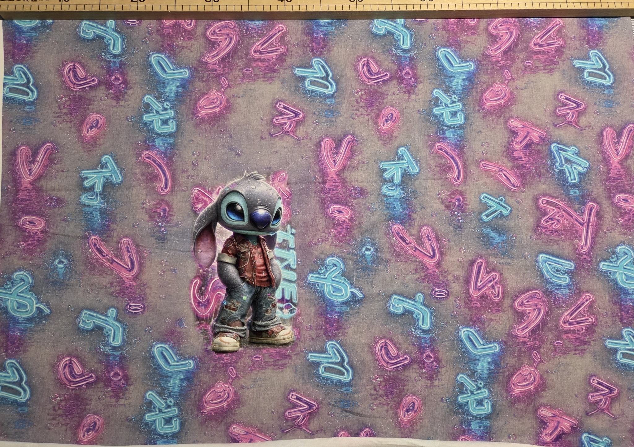 Sommersweat Stitch neon Jeans 67x180cm 