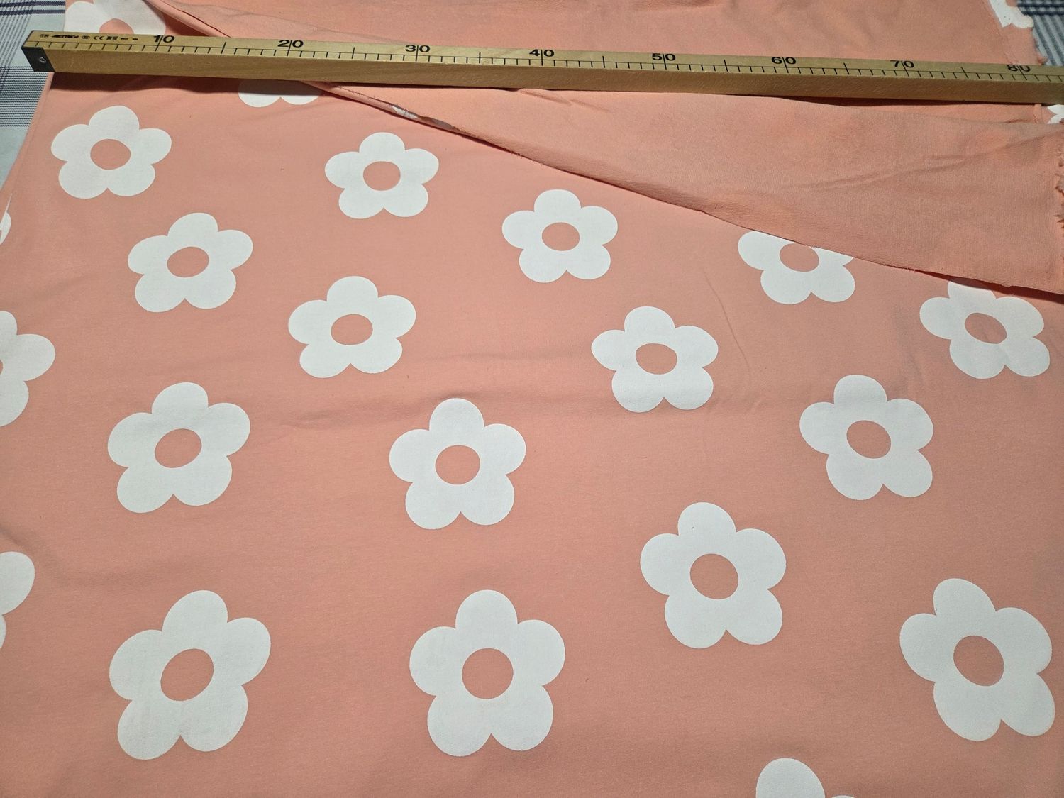Sommersweat Blumen Pfirsich 50cm x 170cm 