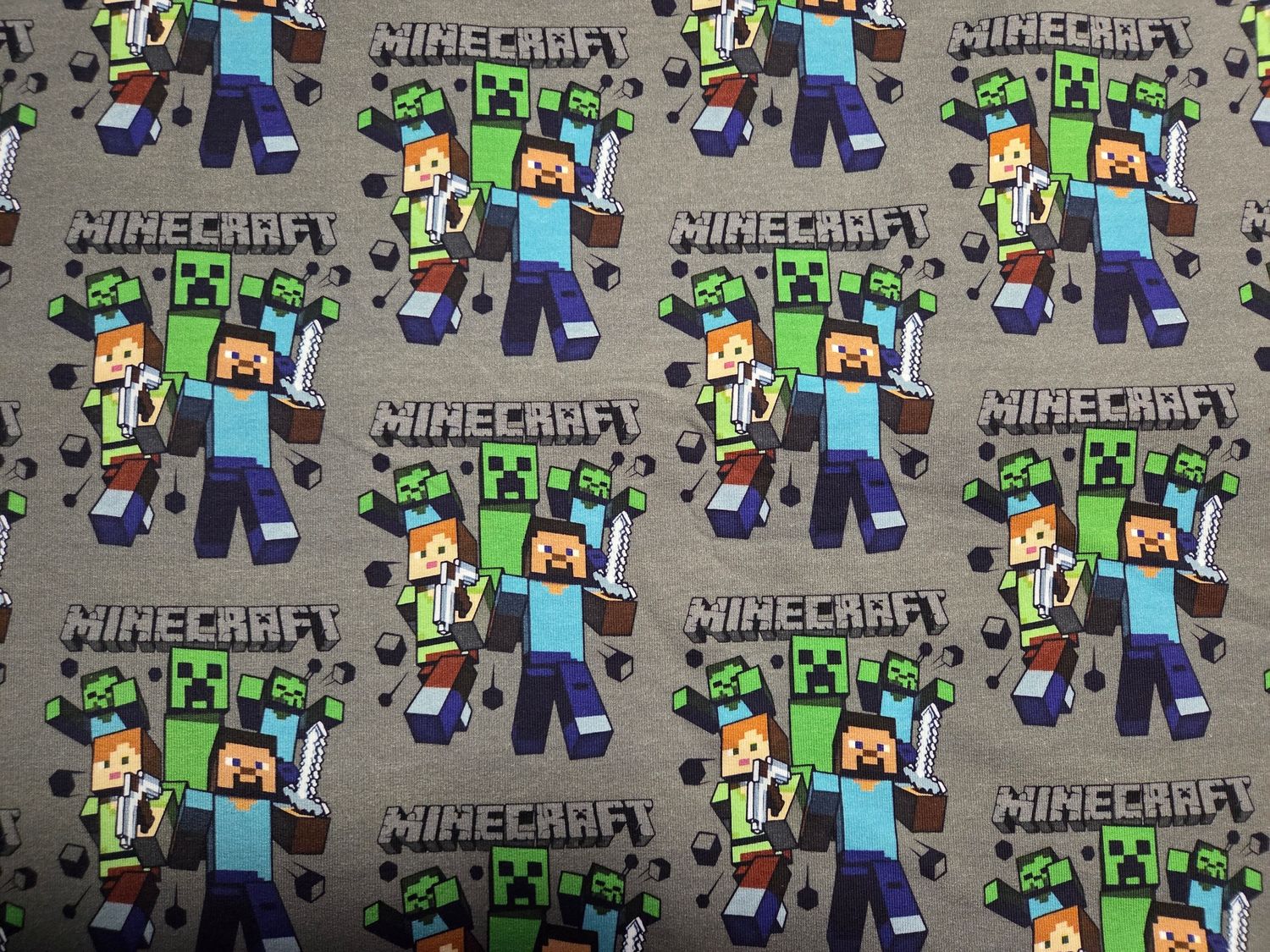 Sommersweat Minecraft grau 50cm x 180cm breit