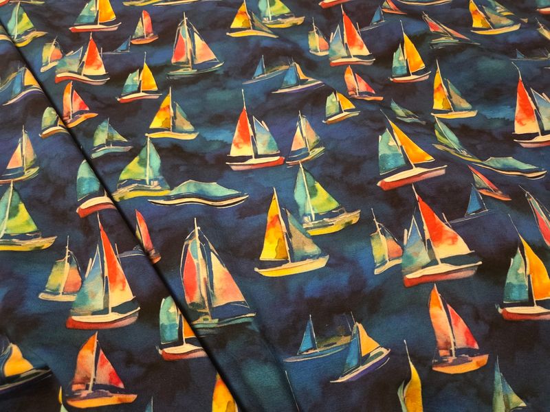 Jersey Digitaldruck Segelboote 50cm x180cm breit Jersey Digitaldruck Segelboote 50cm x180cm breit