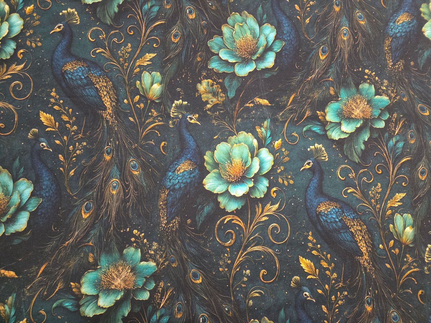 Sommersweat Pfau petrol 50cm x 180cm breit