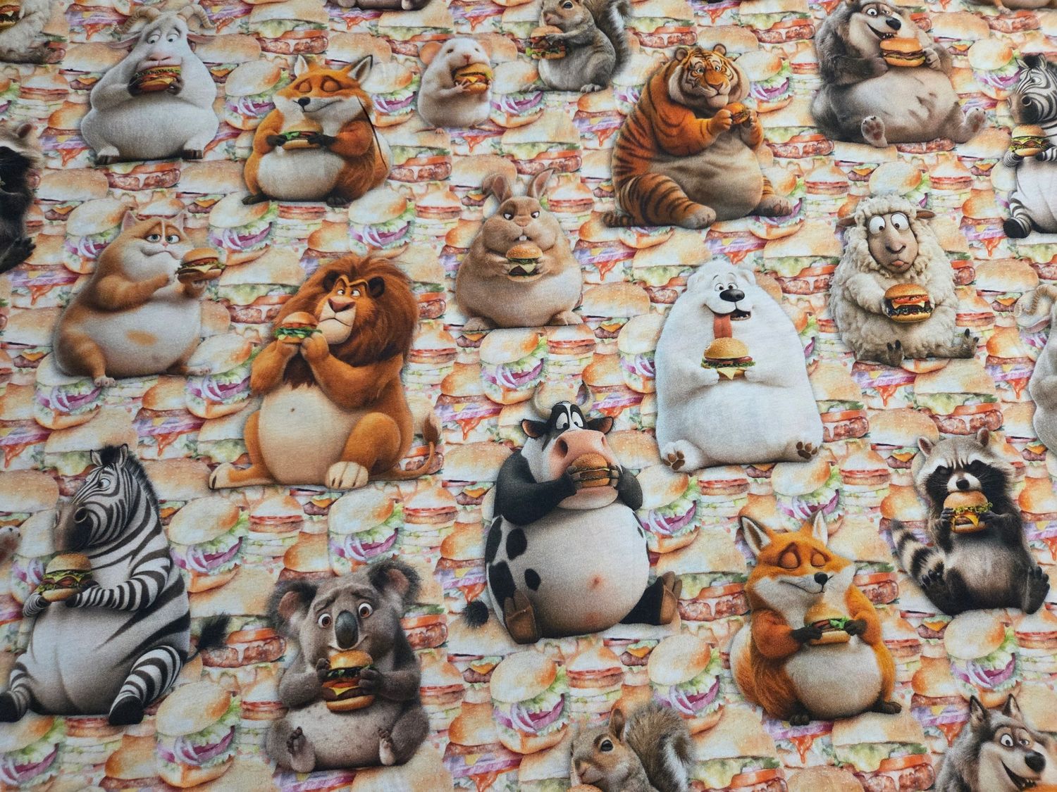 Jersey lustige Tiere 50cm x150cm breit