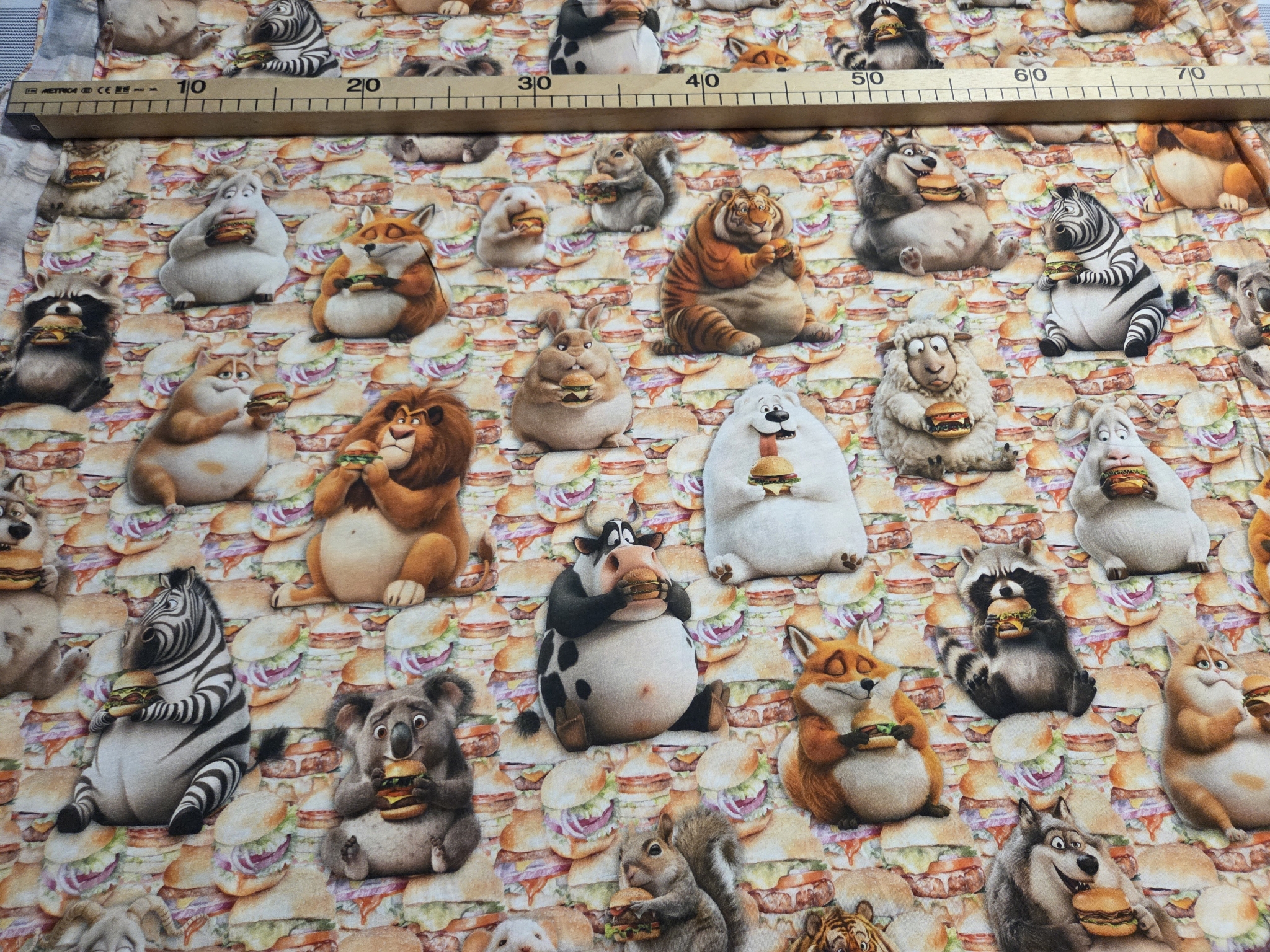 Jersey lustige Tiere 50cm x150cm breit