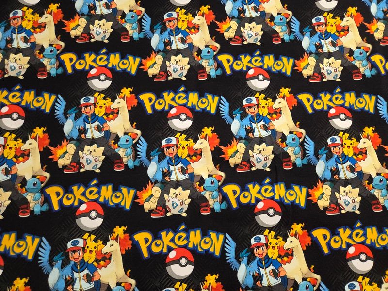Sommersweat Pokemon Pikatchu schwarz 50cm x 180cm breit Sommersweat Pokemon Pikatchu schwarz 50cm x 180cm breit