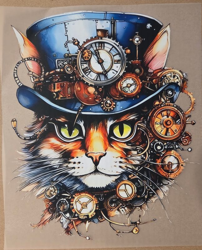 Bügelbild Katze mit Hut 22cm