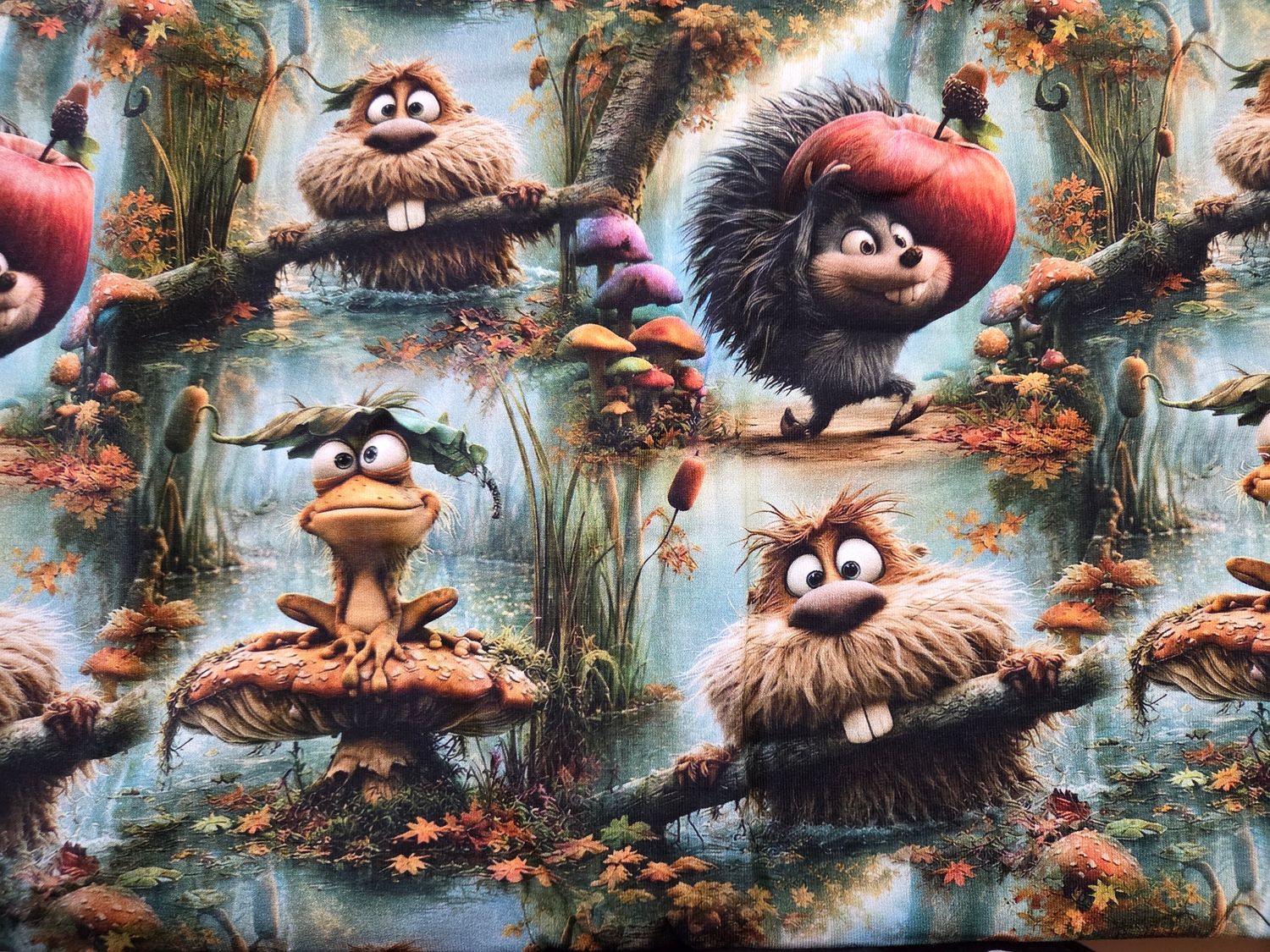 Sommersweat Herbst Tiere 50cm x 180cm breit Sommersweat Herbst Tiere 50cm x 180cm breit