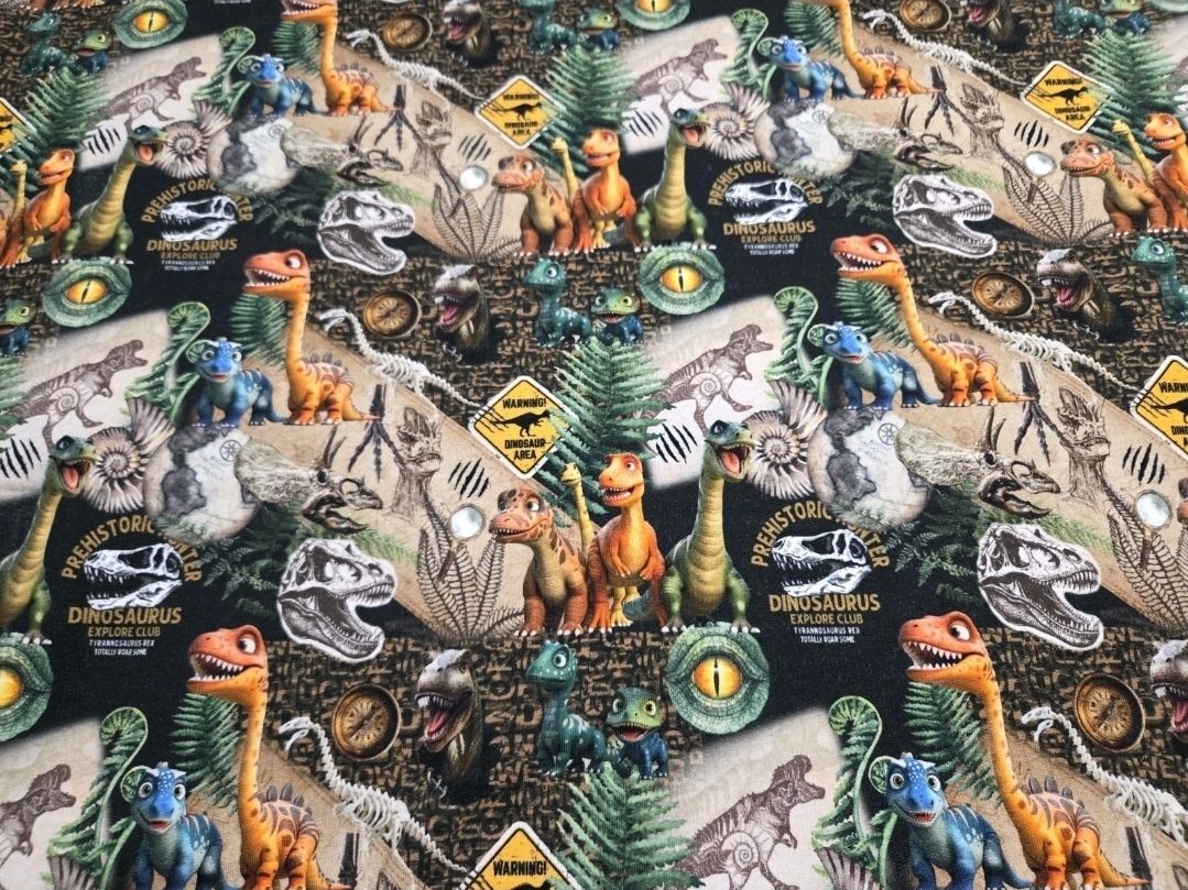 Sommersweat Dinos bunt 50cm x 140cm Sommersweat Dinos bunt 50cm x 140cm