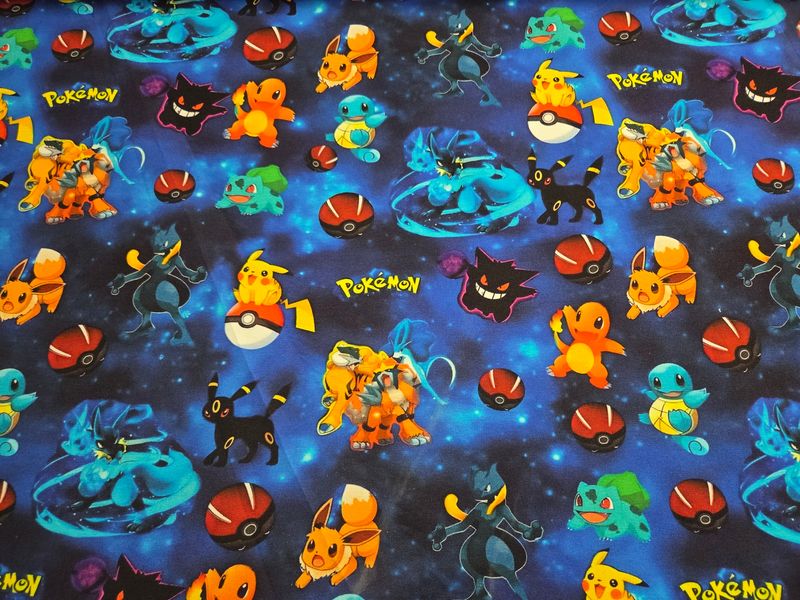 Sommersweat Pokemon blau 40cm x 180cm breit Sommersweat Pokemon blau 40cm x 180cm breit