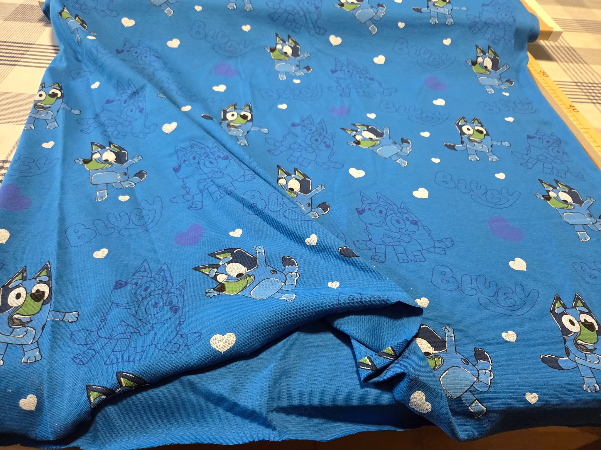 Rippjersey Bluey auf blau 50cm x150cm breit