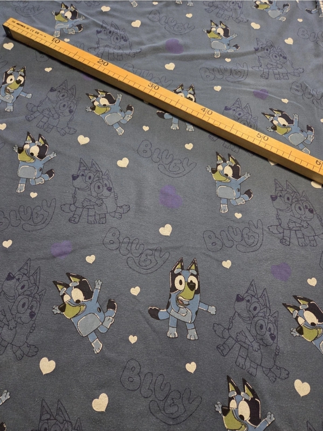 Rippjersey brushed Bluey auf jeansblau 50cm x140cm breit