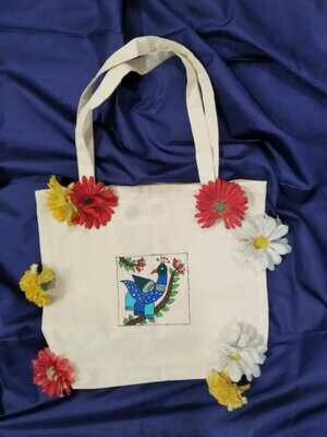 Hand-painted Grocery Bag-Peacock