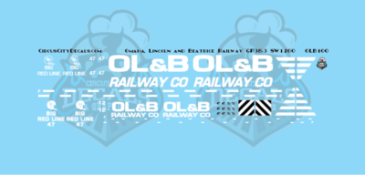 Omaha, Lincoln and Beatrice Railway GP38-3 SW1200 N Scale Decal Set