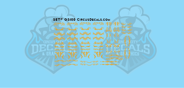 GS100 Gold Scroll Circus Decals N Scale Cole Bros Ringling