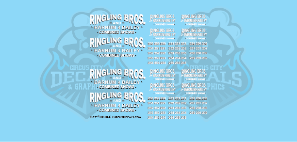 Ringling Bros. & Barnum Bailey Circus RBBB Mack Truck Decals N Scale