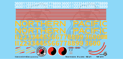 Northern Pacific SD45 G Scale Decal Set