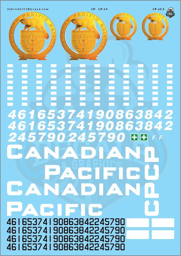 CP Canadian Pacific GP40 G Scale Decal Set Aristocraft