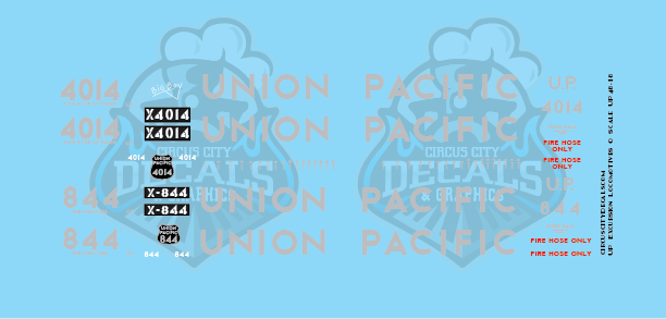 Union Pacific 4014 844 Steam O Scale Decals