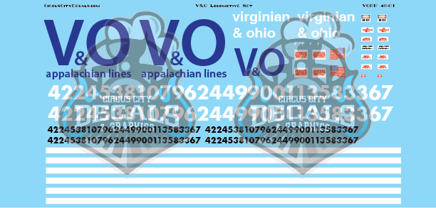 V&O Virginian and Ohio Railroad Modern Locomotive Set O scale
