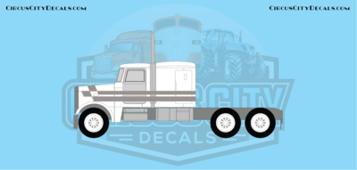 Semi Stripes Style 3 Black DCP 1:64 Scale