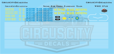 Scenic Rail Dining Passenger Train HO Scale Decal Set WSOR