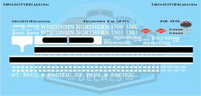 Progressive Rail Wisconsin Northern/St. Paul Pacific GP15 Decal Set HO Scale