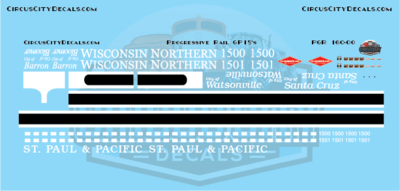 Progressive Rail Wisconsin Northern/St. Paul Pacific GP15 Decal Set N Scale