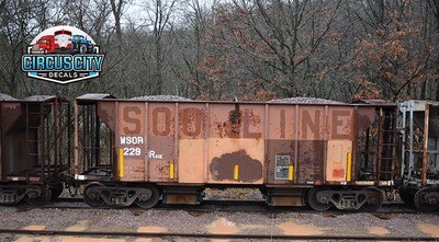 Wisconsin &amp; Southern WSOR 2 Bay 70 Ton Ballast Hopper Full Car Decal Wrap HO Scale