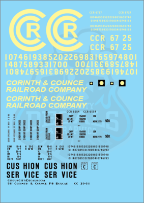 Corinth & Counce Faded 50' PS Boxcar G Scale Decal Set
