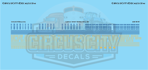American Orient Express Passenger Car N Scale Decal Set