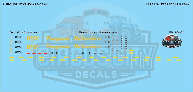 Pennsylvania Northeastern SD60 8701 ex-CSX N scale Decal Set