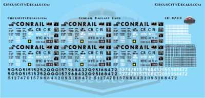 Conrail CR NYC 2 Bay Ballast Hopper HO Scale Decal Set