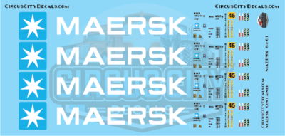 Maersk Container 45' HO 1:87 Scale Decal Set