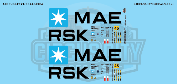 Maersk Container 45' O 1:48 Scale Decal Set