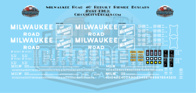 Milwaukee Road 40’ Rebuilt Ribbed Side Boxcar S Scale Decal Set