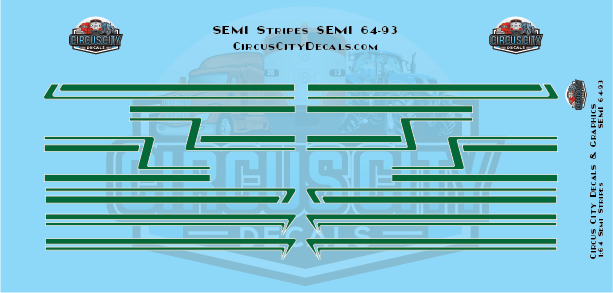 Dark Green with White Pinstripe Semi Stripe Graphic 1:64 Scale