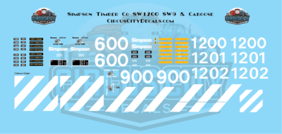 Simpson Timber Company SW1200 SW9 Caboose N scale Decal Set