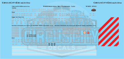 Wisconsin & Southern Railroad Passenger Car Decal N Scale Set WSOR