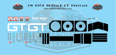 Canadian National 8952 SD70m-2 GT Heritage Decal Set N Scale Decal Set