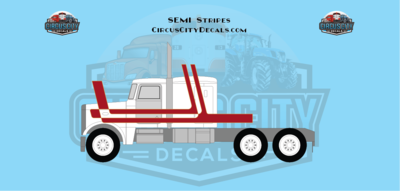 Gray with Red Pinstripe Semi Stripe Graphic 1:87 Scale